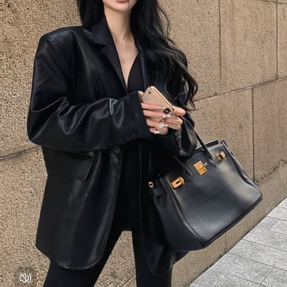 Black leather Women's Jacket